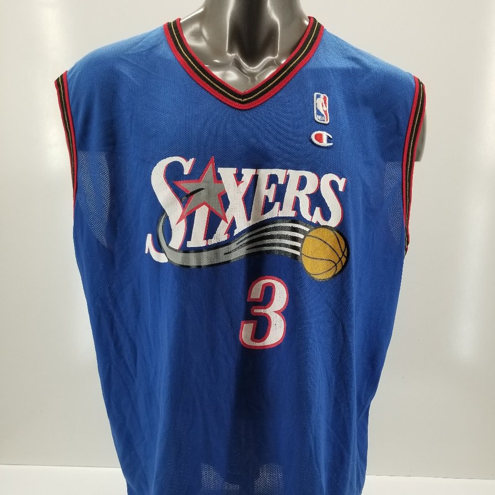 Vintage Champion Philadelphia Sixers ALLEN IVERSON NBA Basketball Jersey Men 48 - Picture 4 of 10